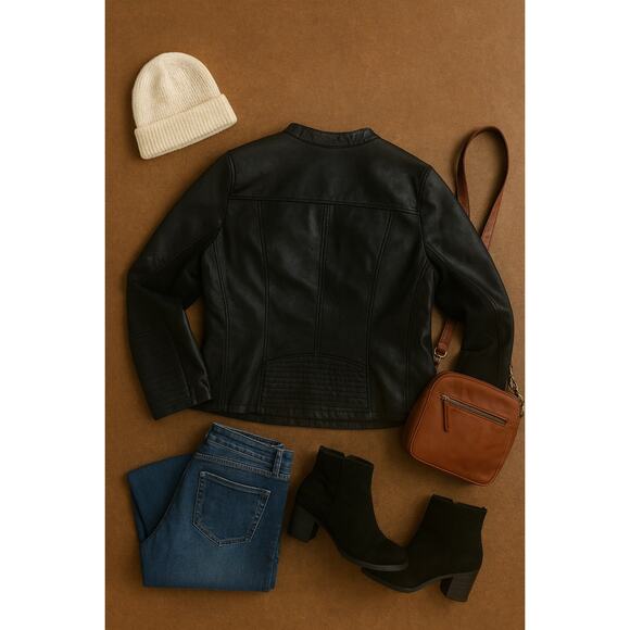 Torrid Black Vegan Leather Jacket - Sz. 5X - Picture 2 of 7